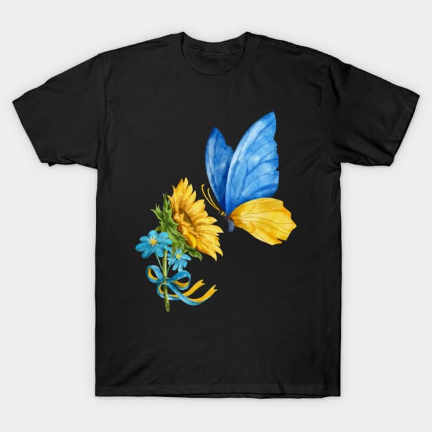 Make Peace Butterfly Sunflower Gift T-Shirt by BadDesignCo